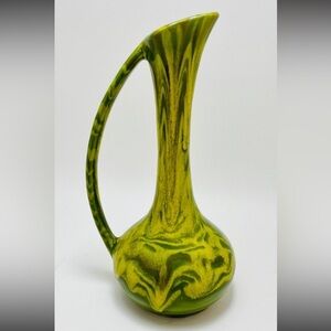 California Pottery Ceramic Drip Glaze Ewer Vase MCM